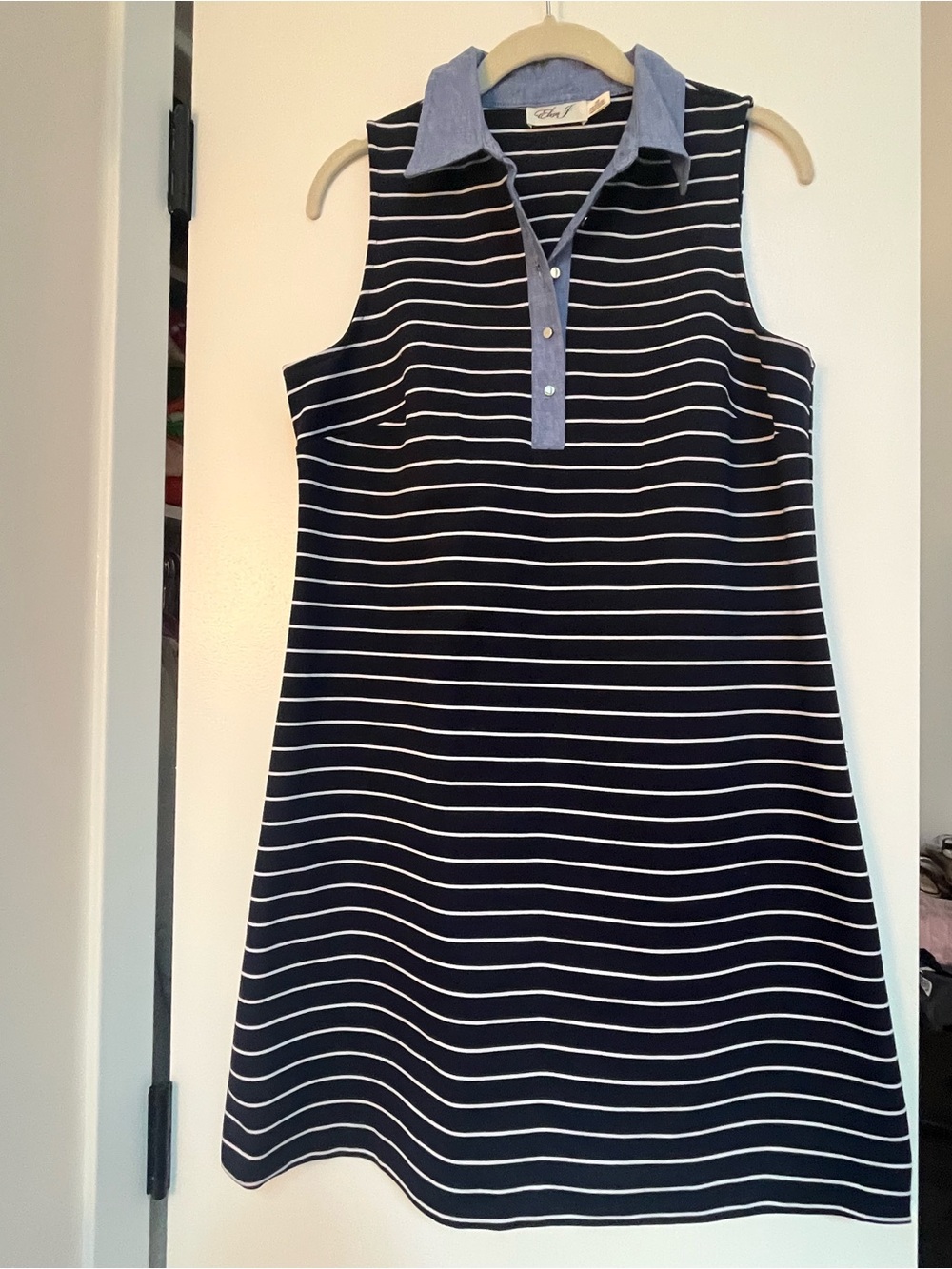 Eliza J navy stripe dress 10P